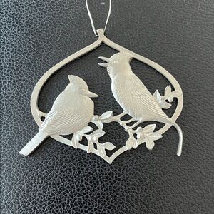 VINTAGE Amos Pewter Canada 1993 Two Blue Jays Hanging Tree Ornament Window Decor